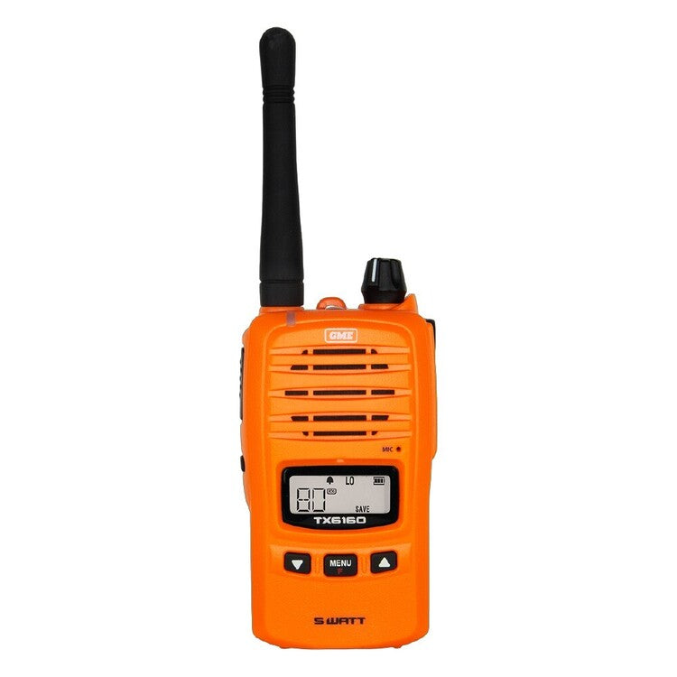 UHF CB HANDHELD RADIO 5 WATT - BLAZE ORANGE GME TX6160XO