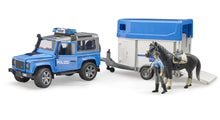 Load image into Gallery viewer, Bruder Land Rover Defender Police vehicle w/horse trailer 1:16 - 24002588
