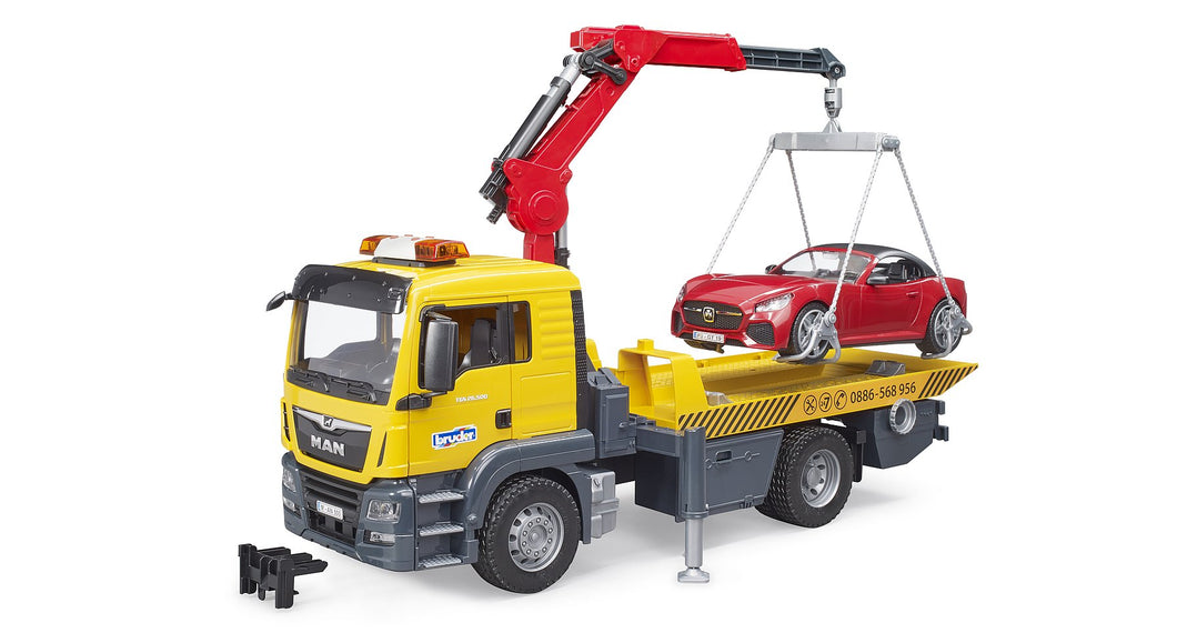 Bruder MAN TGS Flat Top Tow Truck with Roadster with Lights & Siren - 24003750