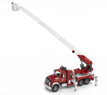 Load image into Gallery viewer, Bruder MACK Granite Fire Engine w/Slewing Ladder &amp; Water Pump 1:16 - 24002821
